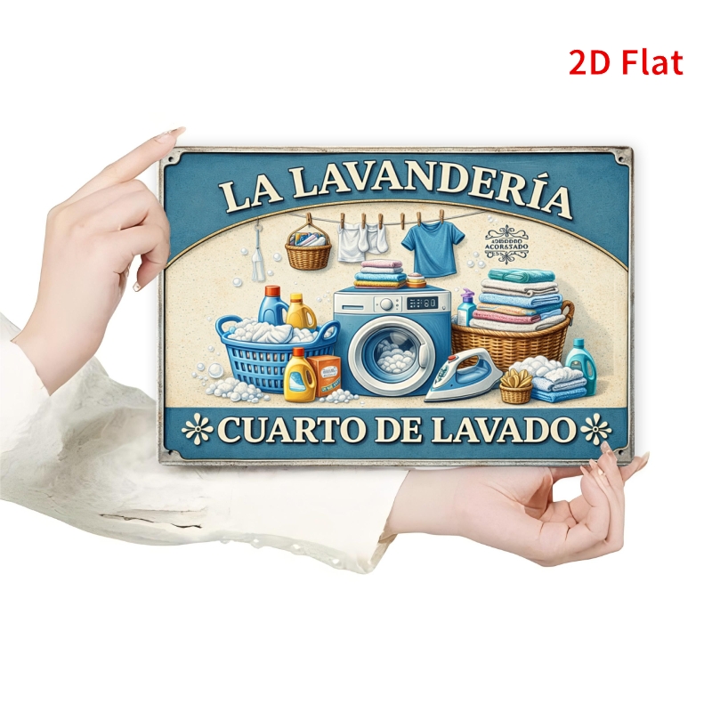TEMU 2D, [2Dflat] 1 pieza 30x20cm - Letrero "La Lavandería ", Letreros y placas decorativas en español para , Decoración de pared para cuarto de