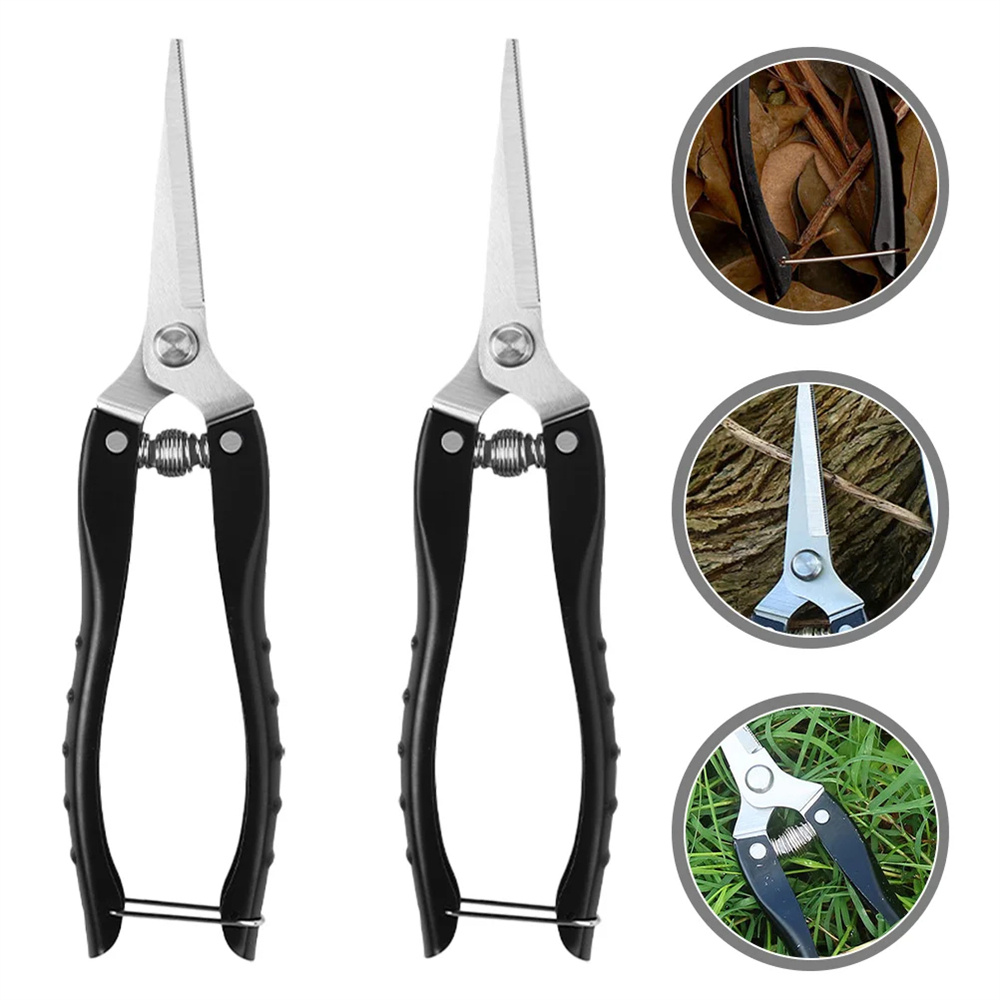 

2pcs Stainless Steel Garden Scissors - Pruning Plants, Flowers & Fruit Trees | Hand Tools For Bonsai & Use