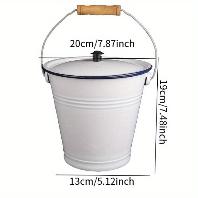 3l thickened enamel bucket with lid durable metal food grade ideal for oil   and chemical storage   kitchen and bathroom use kitchen storage solution sleek white bucket durable metal bucket Product details 2