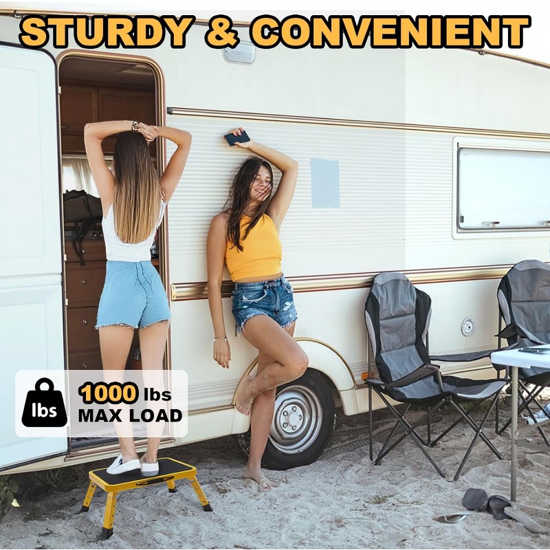 Adjustable Height Aluminum RV Step Stool