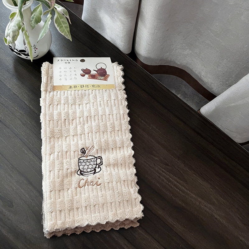 4 buc, Cârpă de vase cu broderie cafea, Cârpă de curățare cu uscare rapidă, Prosop de bucătărie îngroșat și mărit, Moale și respirabil, Potrivit pentru prosoape de baie, Discuri de lustruit mașina și frecare sticlă de vase. Șervețele pătrate reutilizabile, Aleatoriu