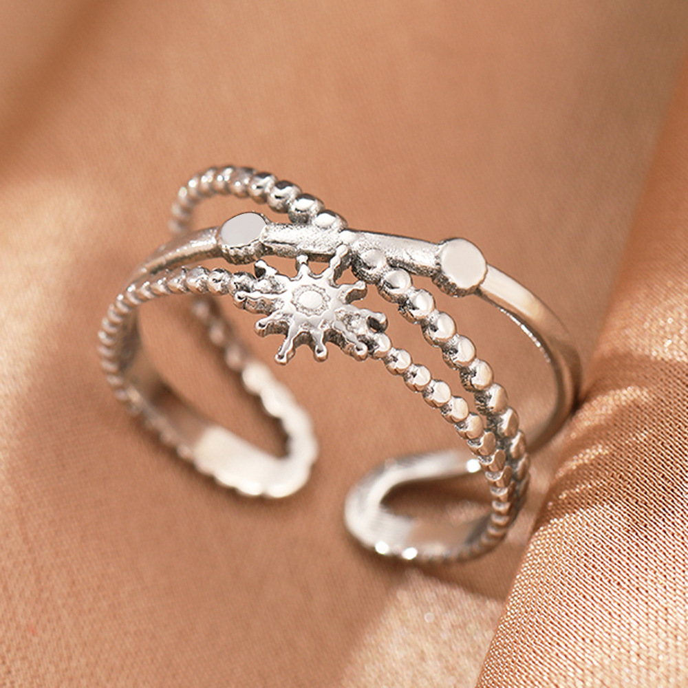 Women's Multi-Layer Sun and Star Beaded Adjustable Ring