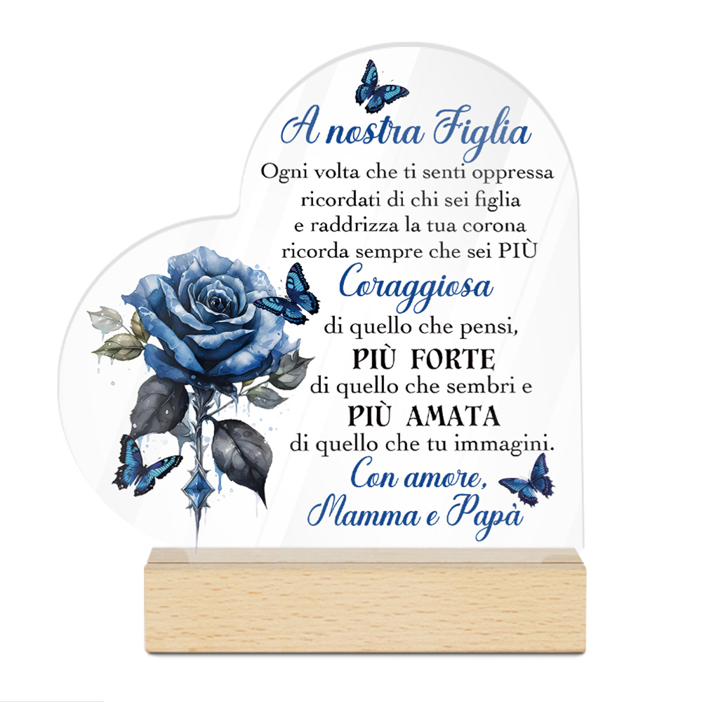 TEMU Piatto 2D, Decorazione Putuo Piatto 2D 1 pz Insegna Acrilica Italiana a Forma di Cuore per Decorazione da Tavolo, a Nostra Figlia di Chi Sei