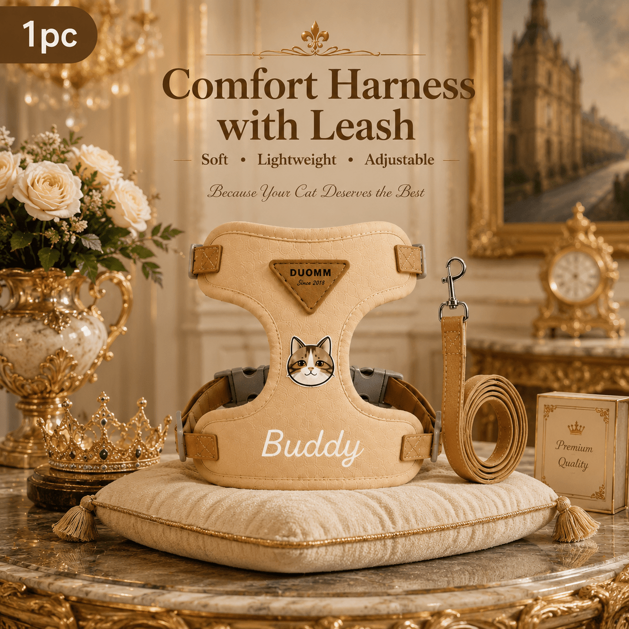 Custom Name Pet Leash for Cats and Dogs