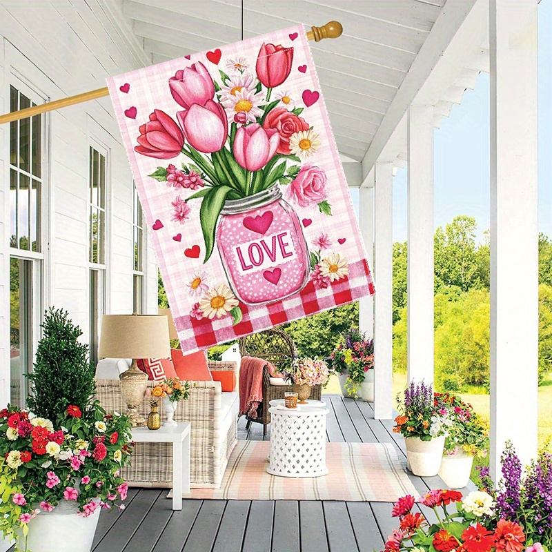 

1pc Happy Valentine's Day Mason Pot Flower Love_3 (2) - Decorative Flag 28 X 40 Inches Double-sided Garden Flag, Yard Decoration, Outdoor Decoration, Lawn, Flag Only