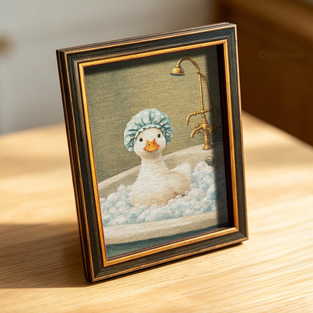 TEMU Aimant de réfrigérateur DUFLINUD Canard avec décoration de baignoire à bulles - Mini canard en bois, ornement de bonnet de douche, décoration de