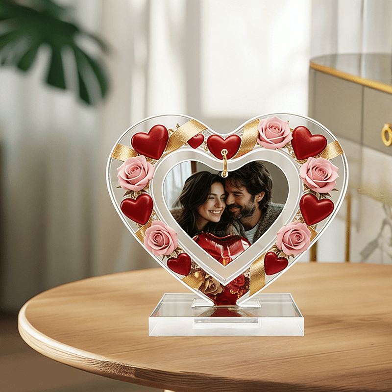 TEMU [2d Flat] [2d Flat] 1 Personalized Heart-shaped Acrylic Ornament (14x15 Cm) - Featuring A Design With A Pendant | Rose/heart Decor | Acrylic