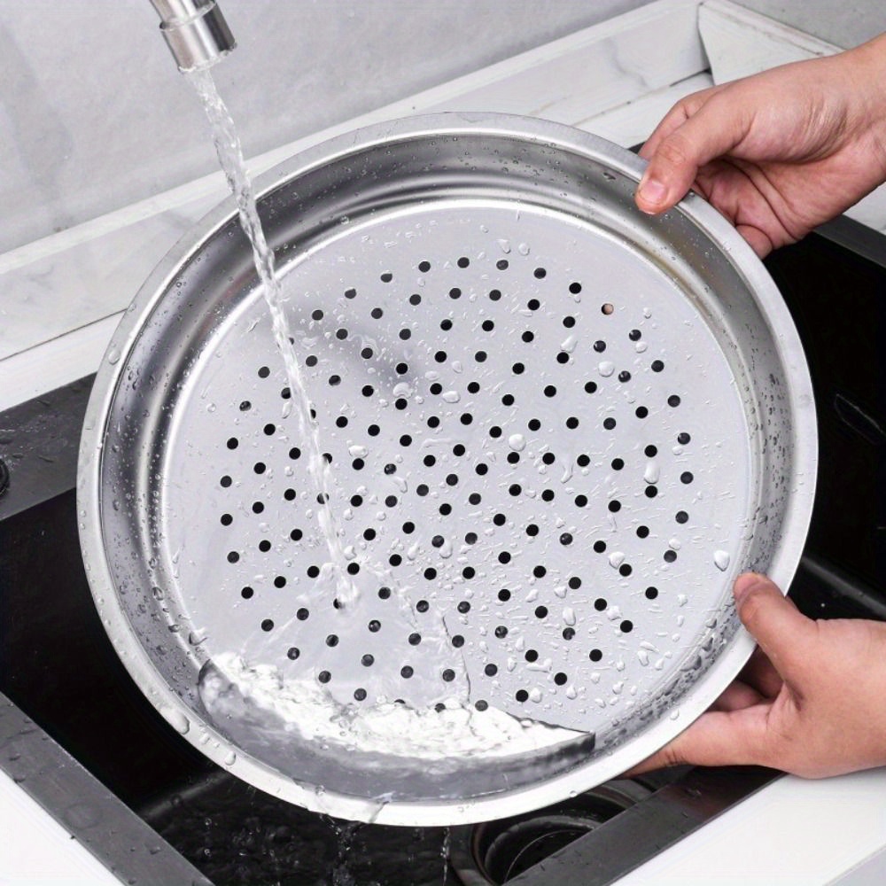 stainless steel steamer insert for wok 28 30 32 34cm   fish dumpling   kitchen cooking gadget thickened steamer basket details 4