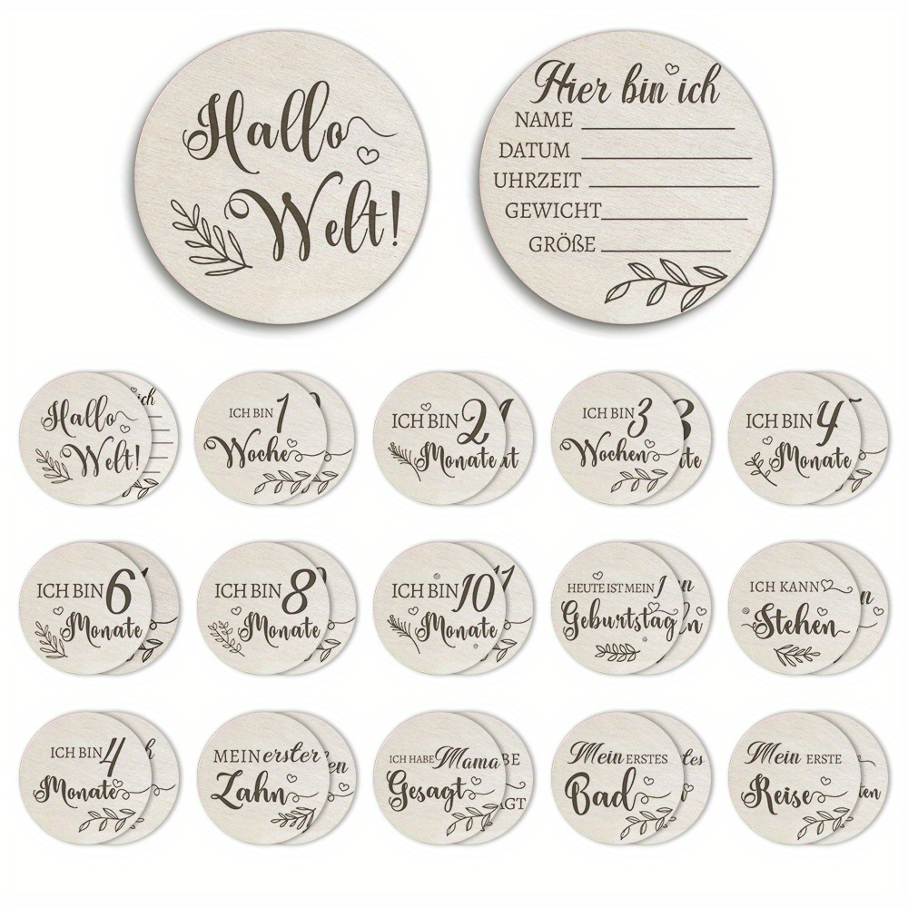 Image of Putuo Decor A Set Of German -sided Wooden Growth Milestone Marker, World! I Week I Am 2 Months, Milestone Cards Decoration For Home Room Photography Studio Party, Gift For Family