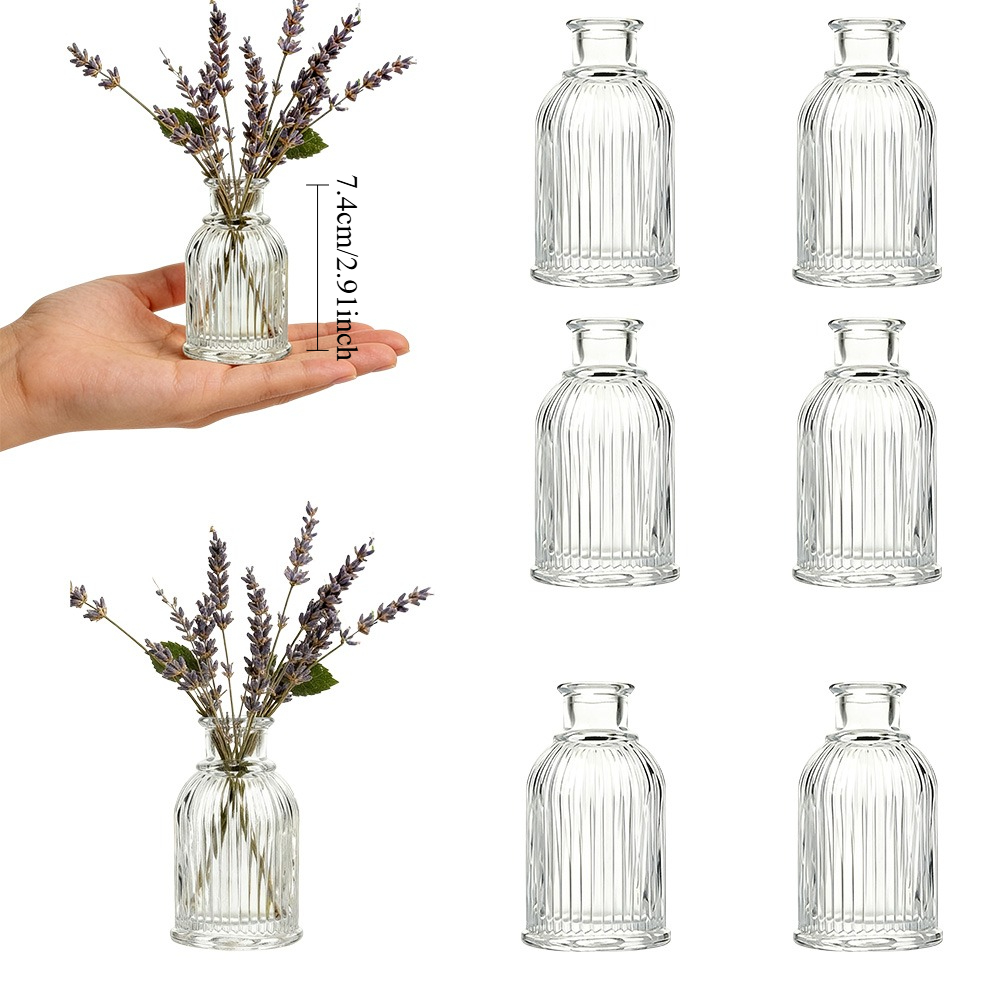 TEMU 6pcs High Borosilicate Glass Vases, Exquisite , Compact And Elegant Design, Premium , Perfect For Wedding, Home Decor, Dining Table, Gatherings,