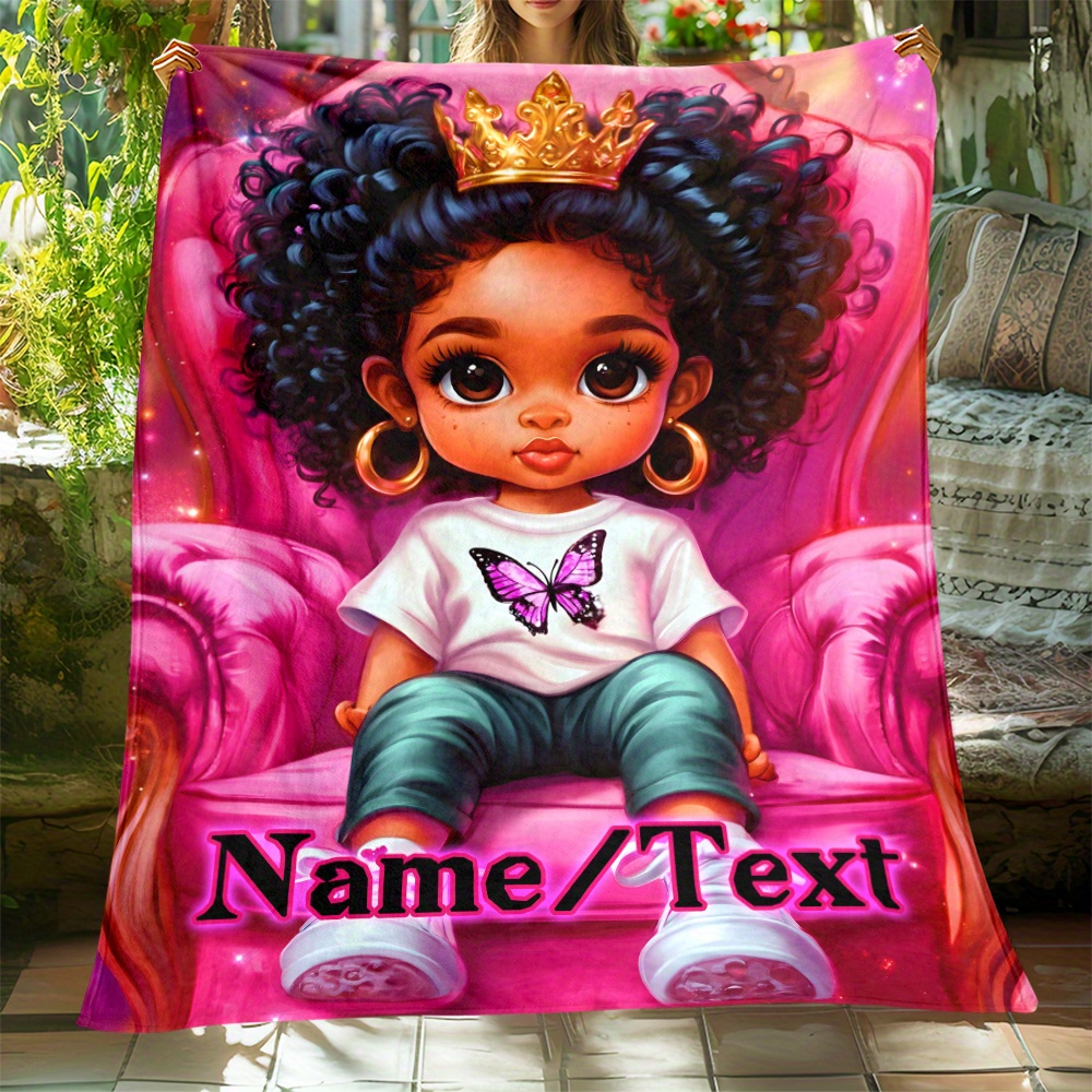 TEMU Custom Name Blanket Cool Princess - Lightweight Flannel Home Furnishings Bedding Blanket Suitable For Sofas Beds Travel Camping Living Rooms