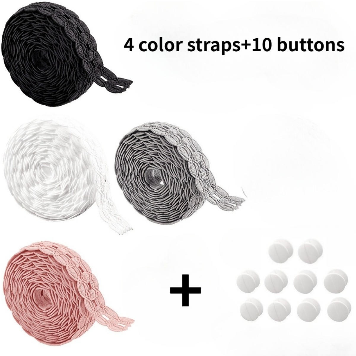 TEMU Ensemble de 14 pièces : 4 attaches colorées + 10 boutons, motif de ceinture en dentelle , convient pour t-shirts, robes et chemises ; rallonge à