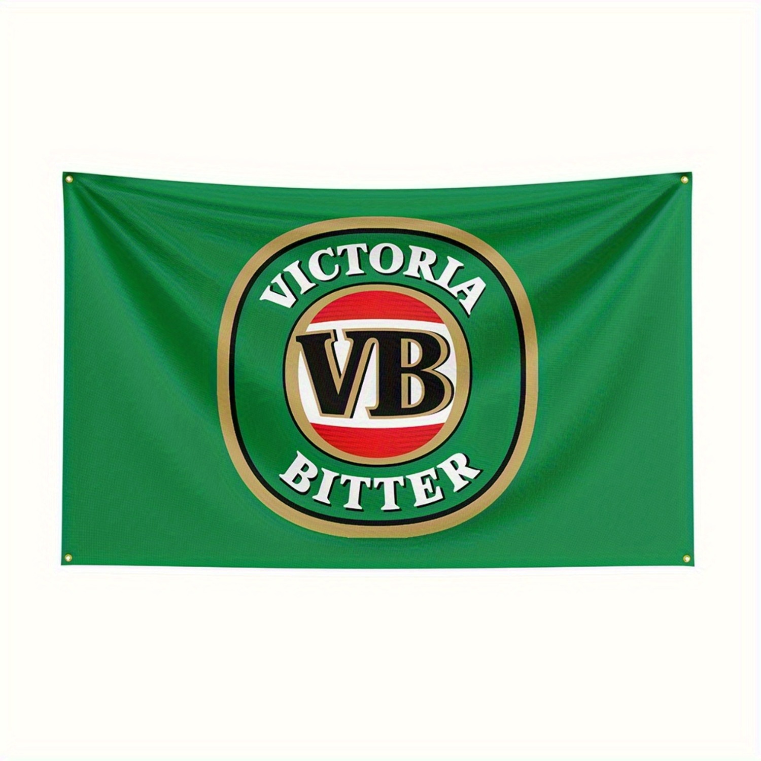 TEMU 2d Flat, 1pc Design Featuring A Vb Bitter Flag Measuring 36x60 Inches, Equipped With 4 Grommets. It Showcases A 100% Polyester Fabric In And Red