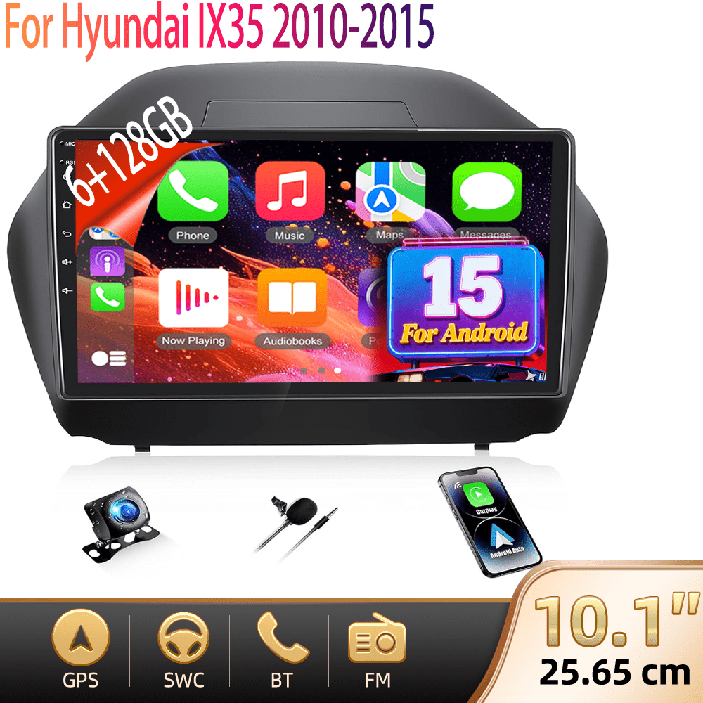 Image of For 2010-2015 15 6g+128g Car Radio With Navigation , Double Din Radio With 10 Inch Touch Display Fm/rds Wireless 5.0 And Reversing Camera, Without Battery