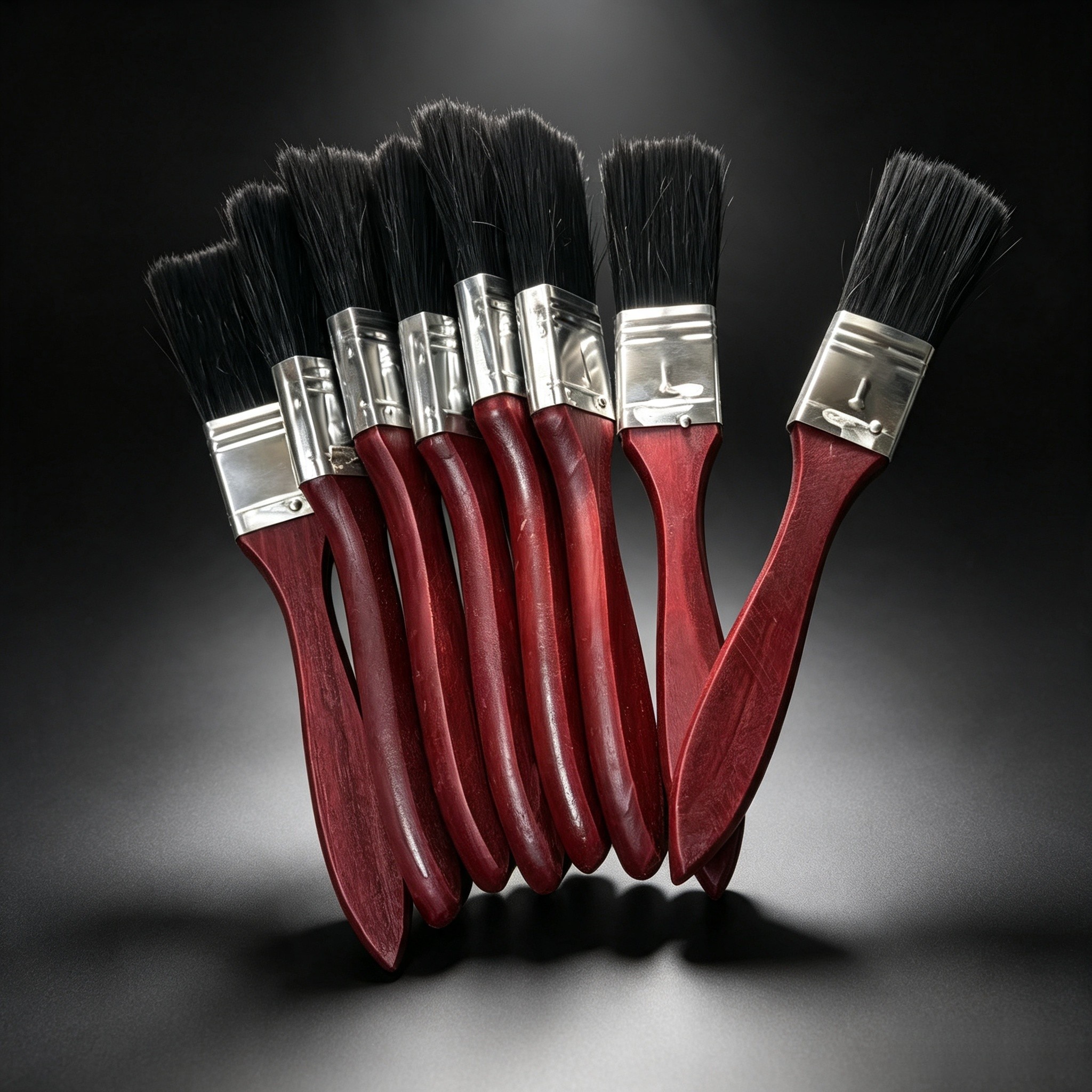 TEMU 8pcs 1 Inch Flat Paint Brush Set, Heavy Duty Wooden Handle Brushes For Latex Paint, Staining, Home, Indoor & Outdoor Construction, Dust Cleaning