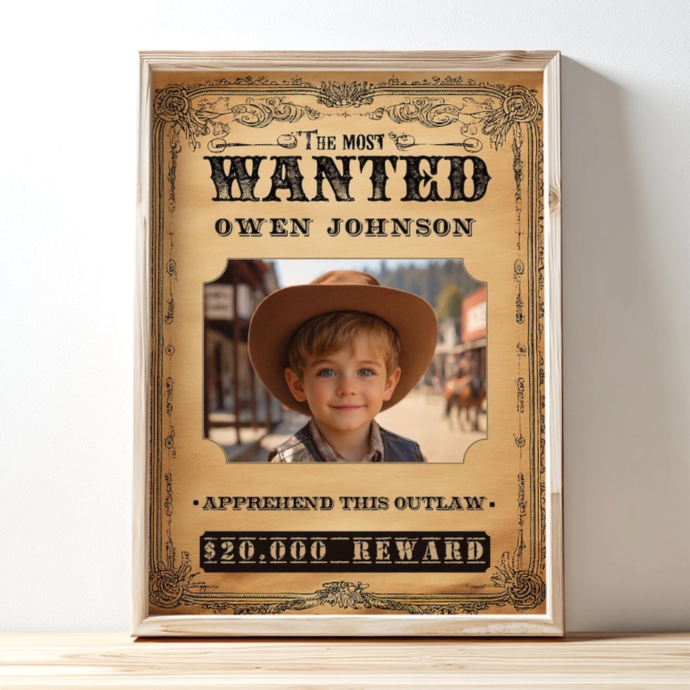 TEMU 2d Flat, 2d Flat, Personalized Poster 2d Flat Unframed - Custom Western Wanted Poster, Your Photo, Poster And Print, Paintings, Wall Art,