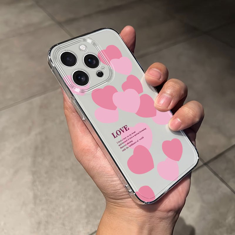 Durchsichtige IPhone 16 Hülle Mit Herz-Design – Schlank, Aus TPU-Silikon, Stoßfest