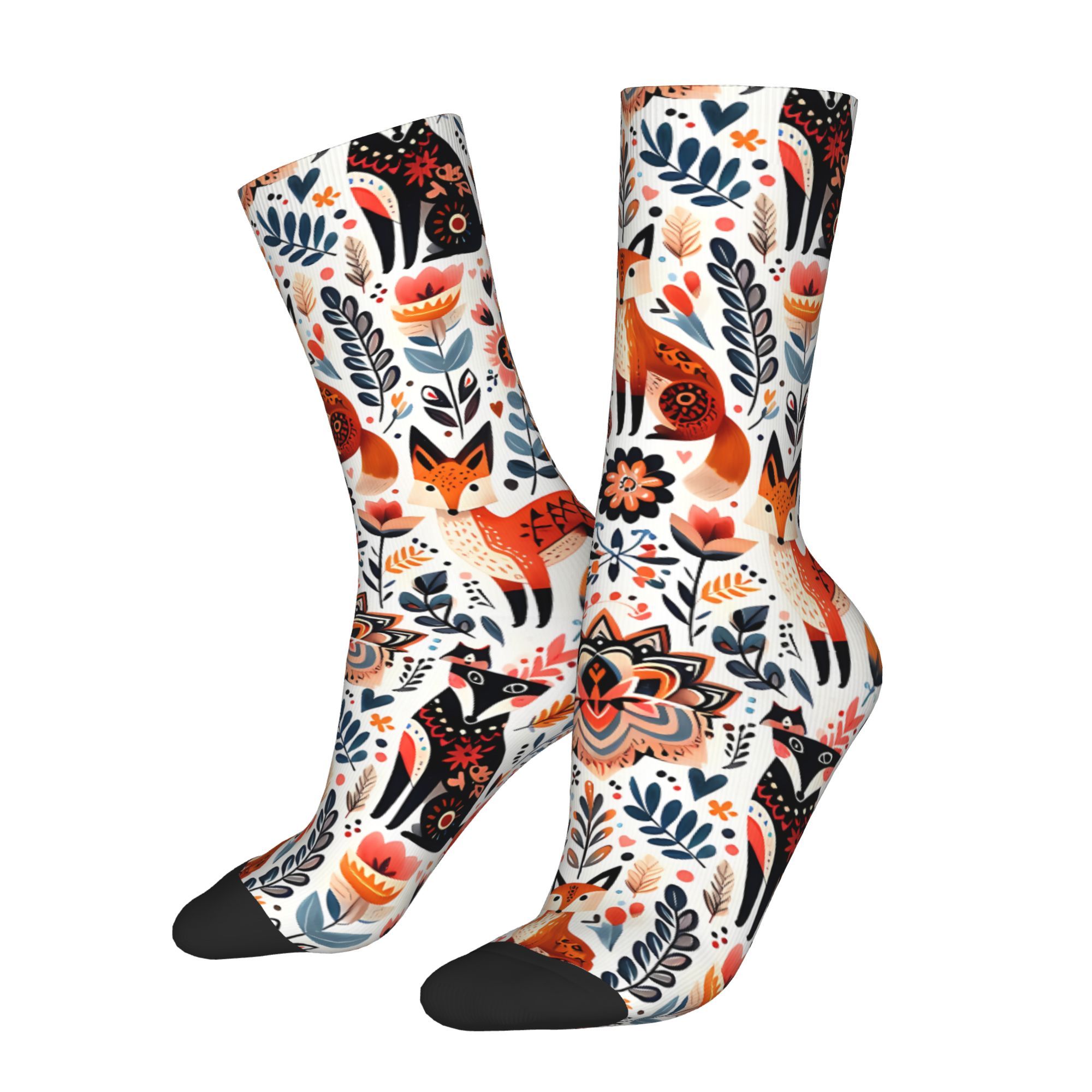 

Men's Novelty Fox Socks - Scandinavian , Breathable Polyester , All