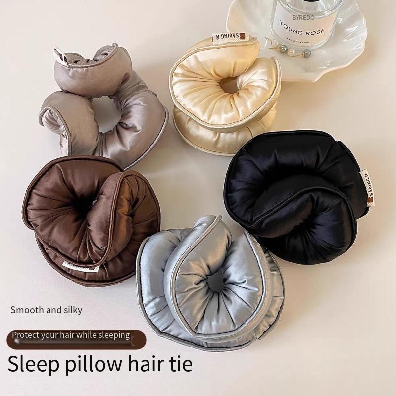 TEMU 3pcs Of Random Color Ultra- Hair Band Set, 3d Thickened Large Hair Ties, Simple And Versatile, Suitable For Making Buns And Low Ponytails, A Must-have For Sleep, Women's Hair Accessories.