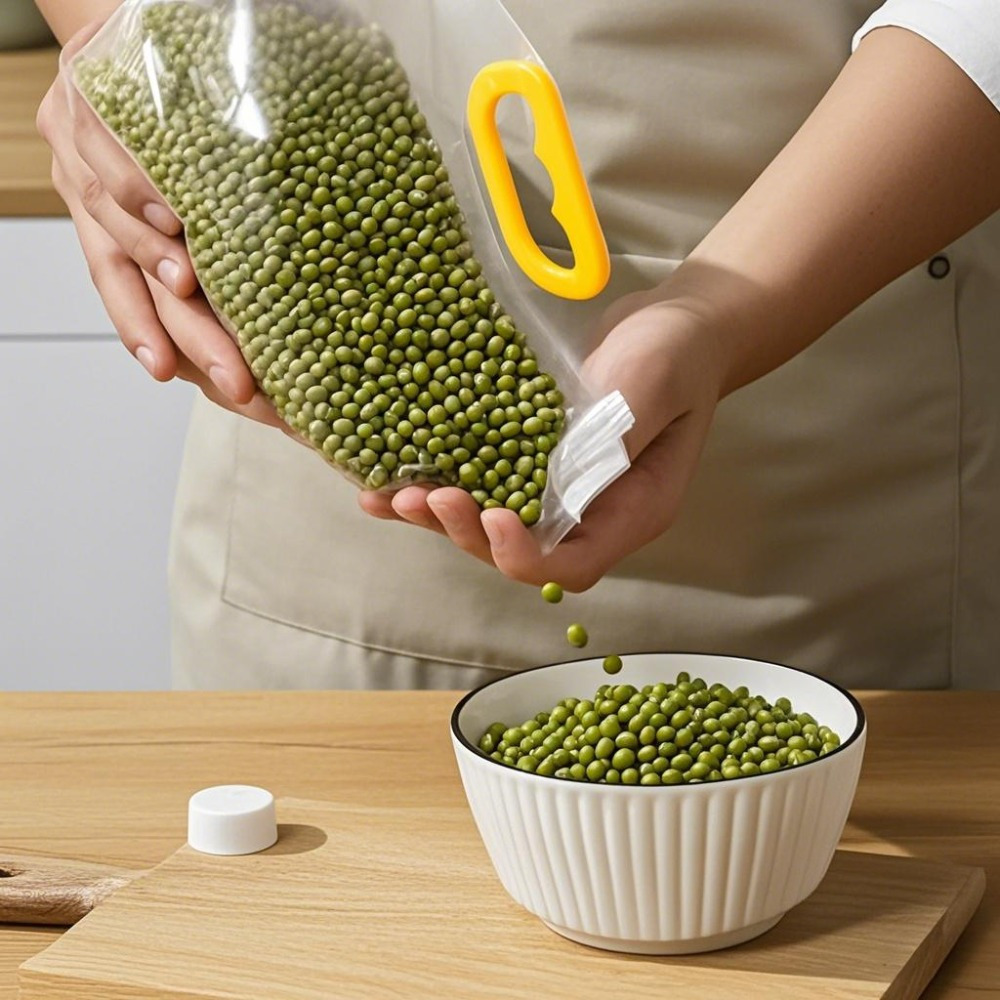 Juego de 9 bolsas de almacenamiento de granos transparentes con varios tamaños disponibles, bolsas de sellado de almacenamiento de cocina para separar granos