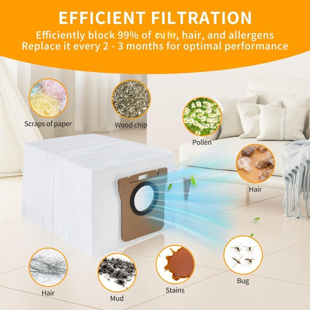 Image of 16 Pack Compatible For L10s Ultra/l10 Ultra/l20 Ultra/xiaomi X20+/x10+ Robot Vacuum Replacement Dust Bags - High-capacity Refills, , Suitable For Robot Vacuum Cleaner Parts, Home Cleaning Supplies