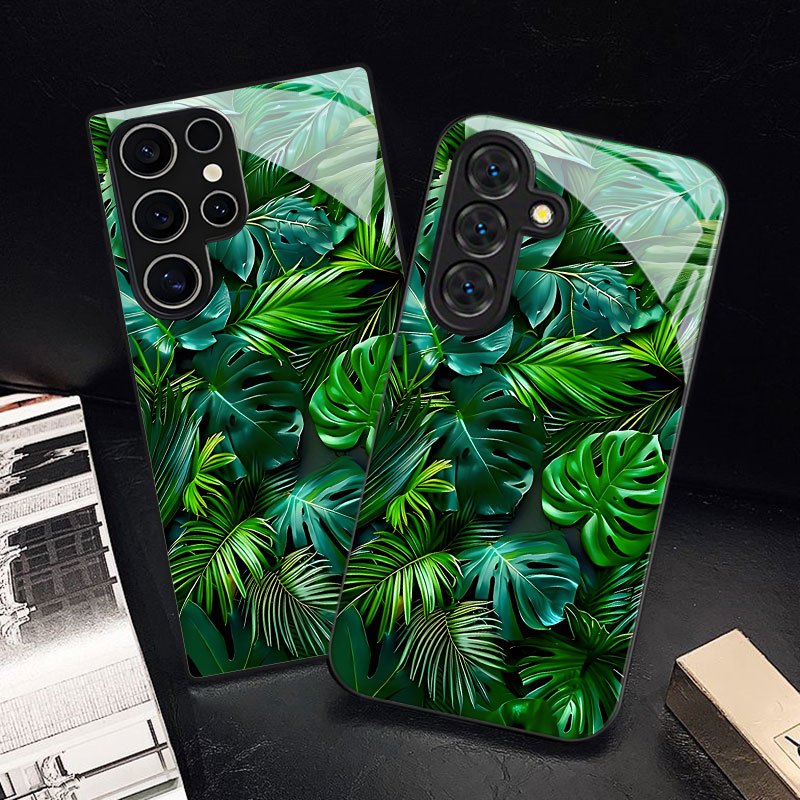 TEMU Phone Case - Tropical Plant Printed Green Leaf Pattern Phone Case Suitable For Galaxy S9+/s10/s20+/s20 Ultra/s21 5g/s21+/s22/s23 Plus/s24