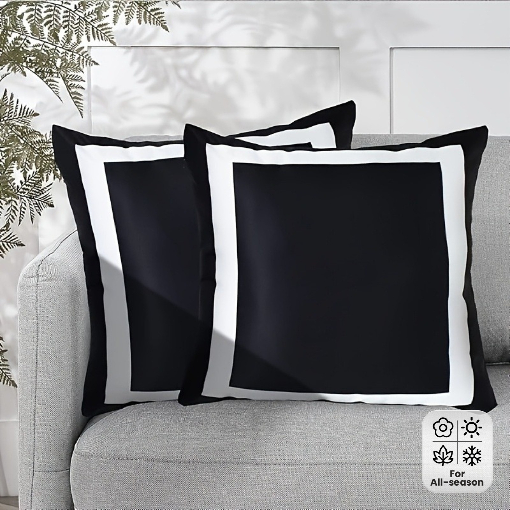 TEMU 2pcs Of Black And White Contrasting Border Pillowcases, Single-sided Printing Sofa Pillowcases, Square Polyester Pillowcases, And Modern Sofa