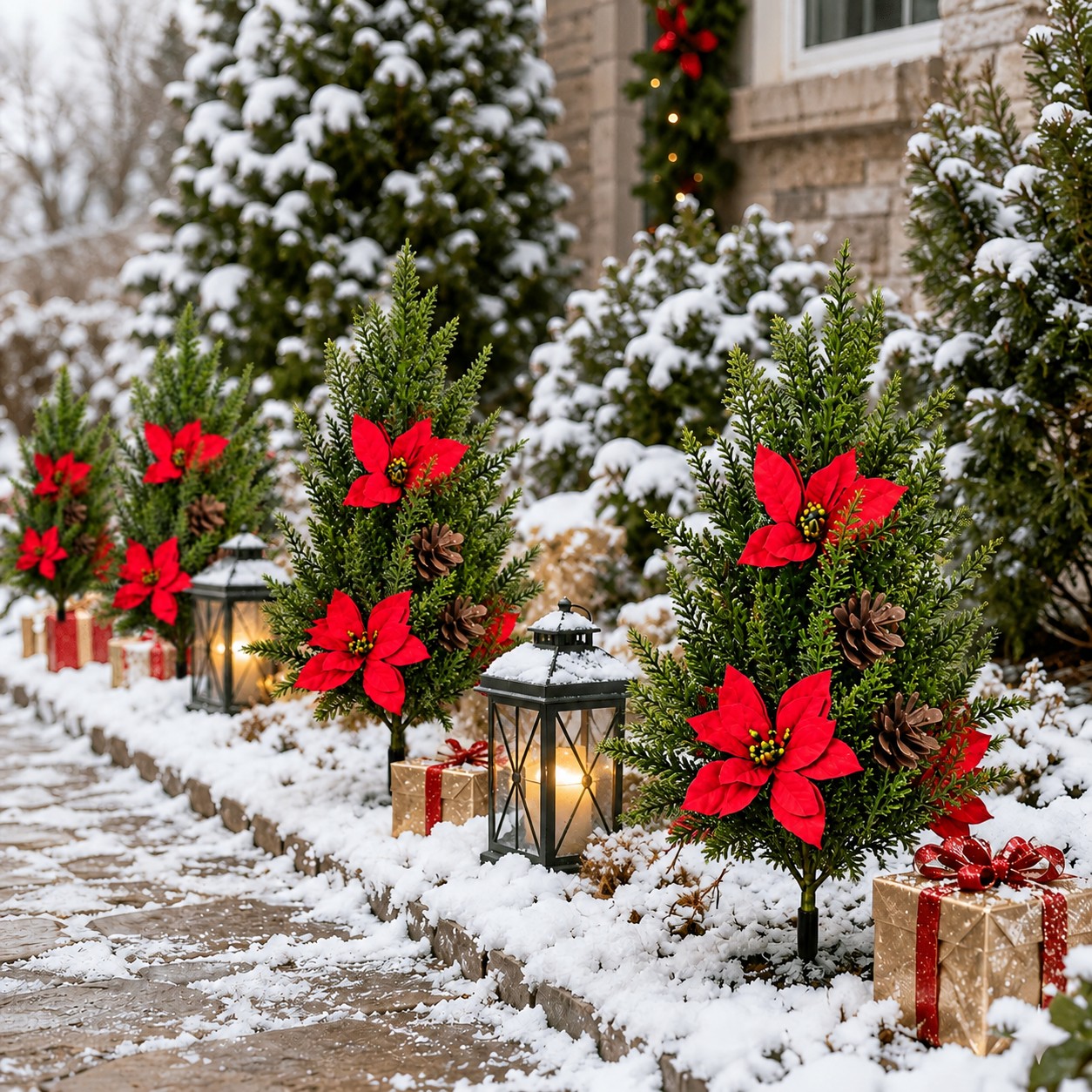 poinsettia christmas decor sold on Temu United States