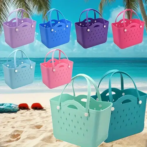 large capacity lightweight eva beach tote bag with lightning bolt design anti stain open for beach pool boat groceries and sports boat gear casual tote design lightweight tote