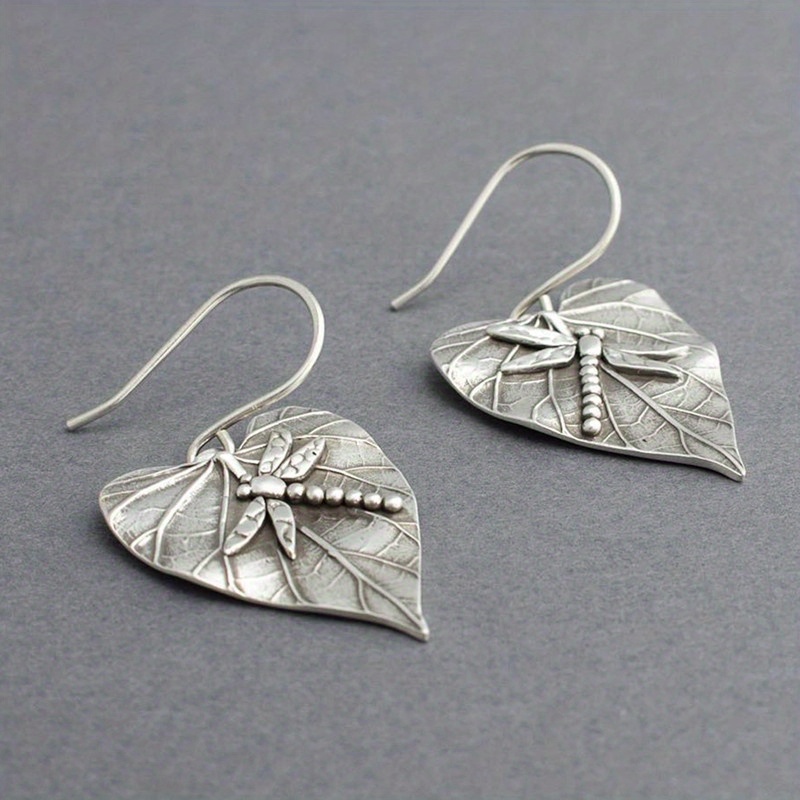TEMU 1 Pair Vintage Personalized Leaf Dragonfly Earrings Halloween Christmas Thanksgiving Jewelry Gifts