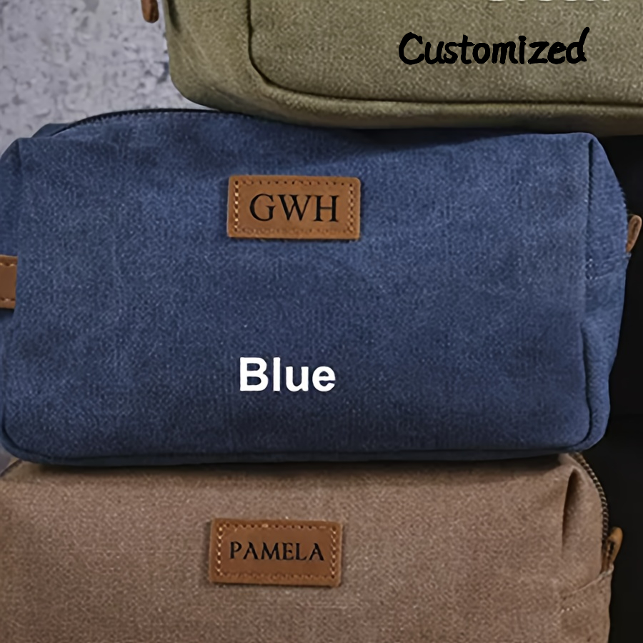 TEMU Personalisiertes individuelles Produkt: 1 Herren-Kosmetiktasche, Vatertagsgeschenk, personalisierte Kosmetiktasche, Aufbewahrungstasche,