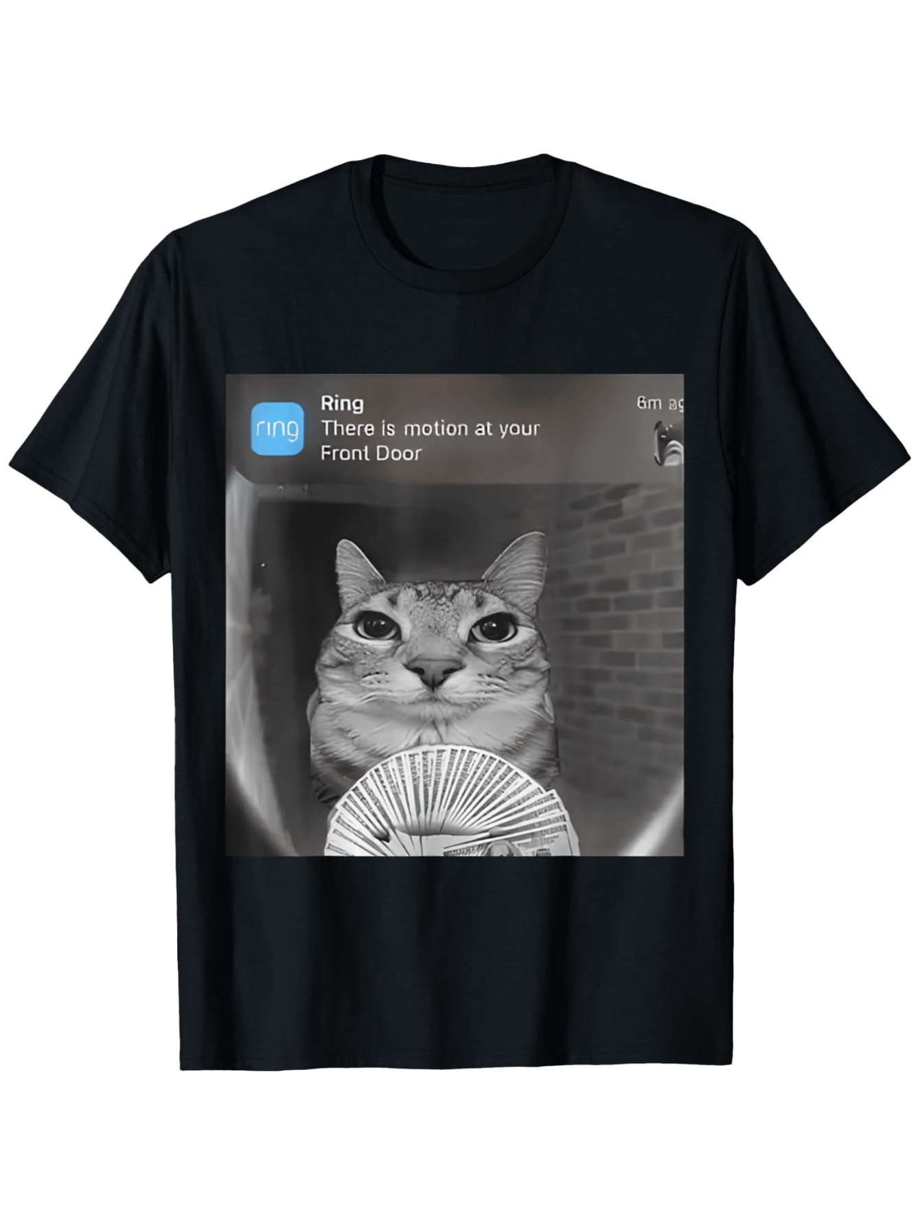 funny ring   is motion at your front door cat graphic t shirt casual black cotton tee with poker chip detail round neck loose fit cotton   summer summer tshirt   text shirt loose  