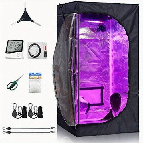 2x2 grow tent 24x24x48 indoor plants growing with accessories complete kit hydroponic growing system with hangers trellis netting shear timer humidity monitor