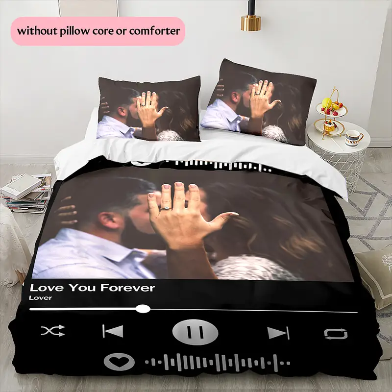 3d picture customization customize your personalized picture couples quilt cover valentines day wedding anniversary quilt cover hd picture custom quilt cover bedroom christmas decoration b 1 duvet cover 2 pillowcase without core 1 Product details 0