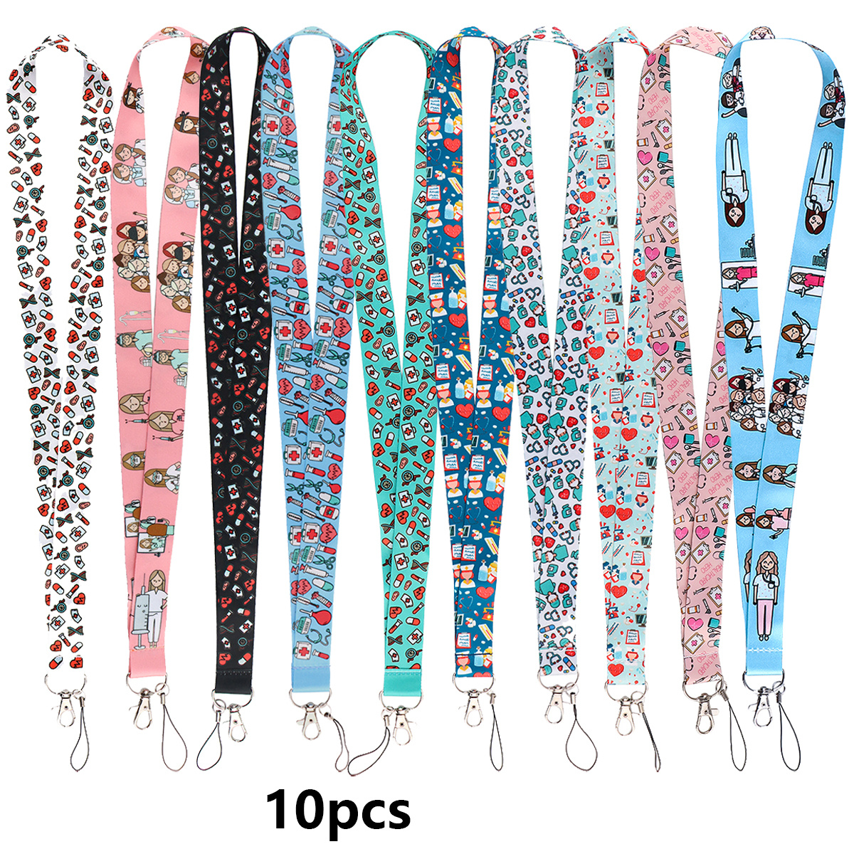 Image of 10pcs Doctor Lanyard Keychain, Suitable For Id Cards, Credit Card Protective Covers, Mobile Phone Accessories, Brackets And Keychains