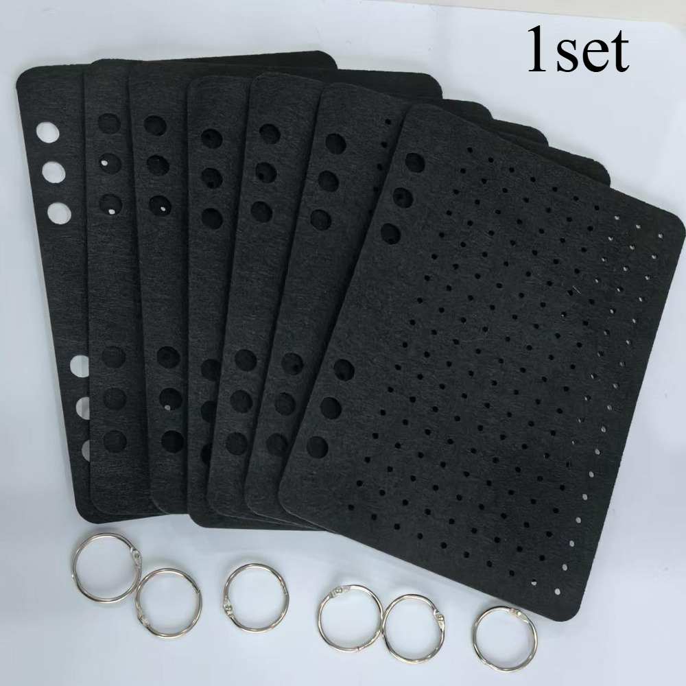 TEMU 1 Set Of 7 Pages Portable Badge/pin Organizer Book With 3pcs Loose-leaf Rings, Large Capacity Scratch-resistant Felt Travel Case Suitable For