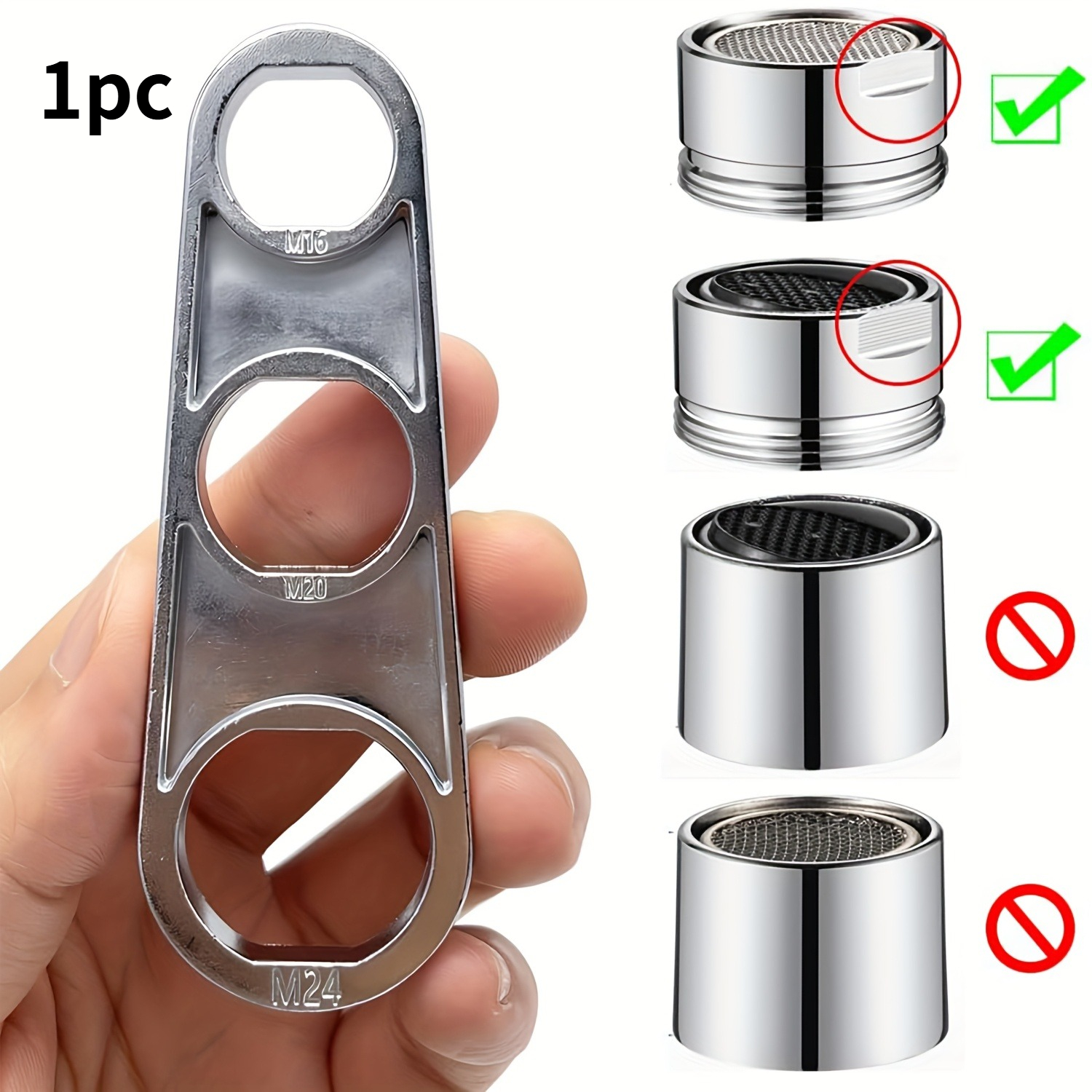TEMU 1pc 6-size 16-28mm Faucet Aerator Wrench - Multi-use Quick Removal And Installation Tool For Kitchen & Bathroom Sink Aerator Maintenance |