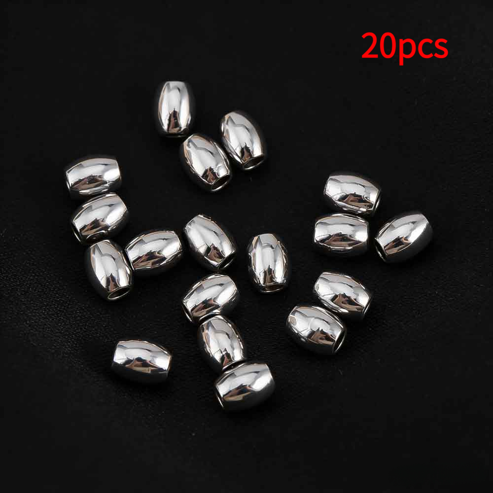 TEMU 20pcs 201 Stainless 201 Stainless Steel Decorative Beads Mirror Oval Beads For Diy Beaded Jewelry Accessories Materials