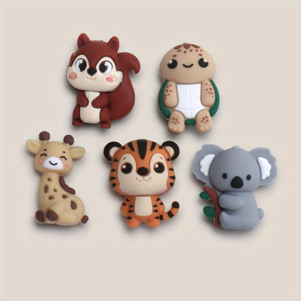 Image of 5pcs Animal Silicone Beads Colorful Jewelry Making Kits Suitable For Necklaces, Bracelets, Silicone Beads For Pens Bag Charms And Phone Lanyard Ideal For Handicraft Lovers Jewelry Making Supplies