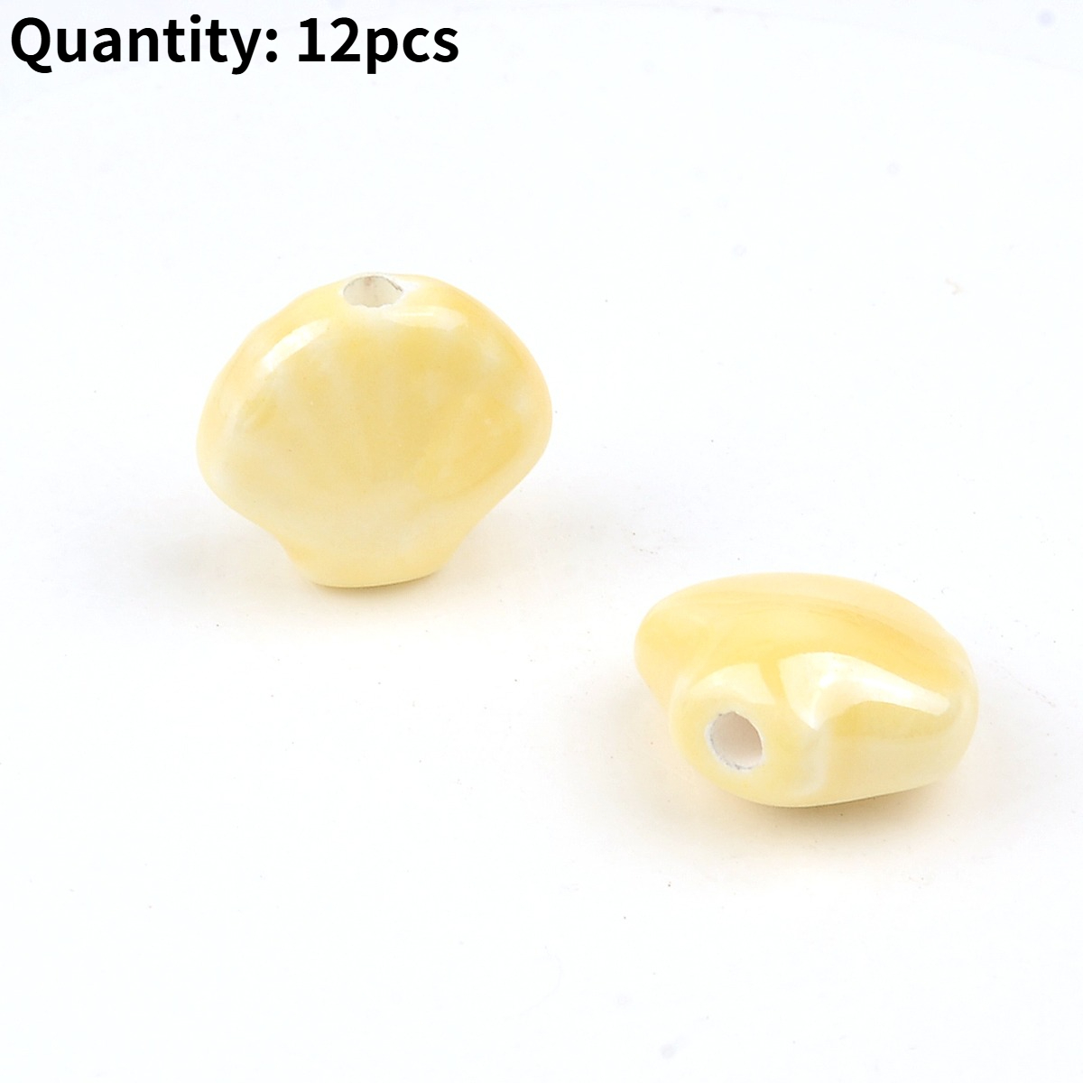 12pcs Scallop Shell Ceramic Beads for DIY Jewellery Making