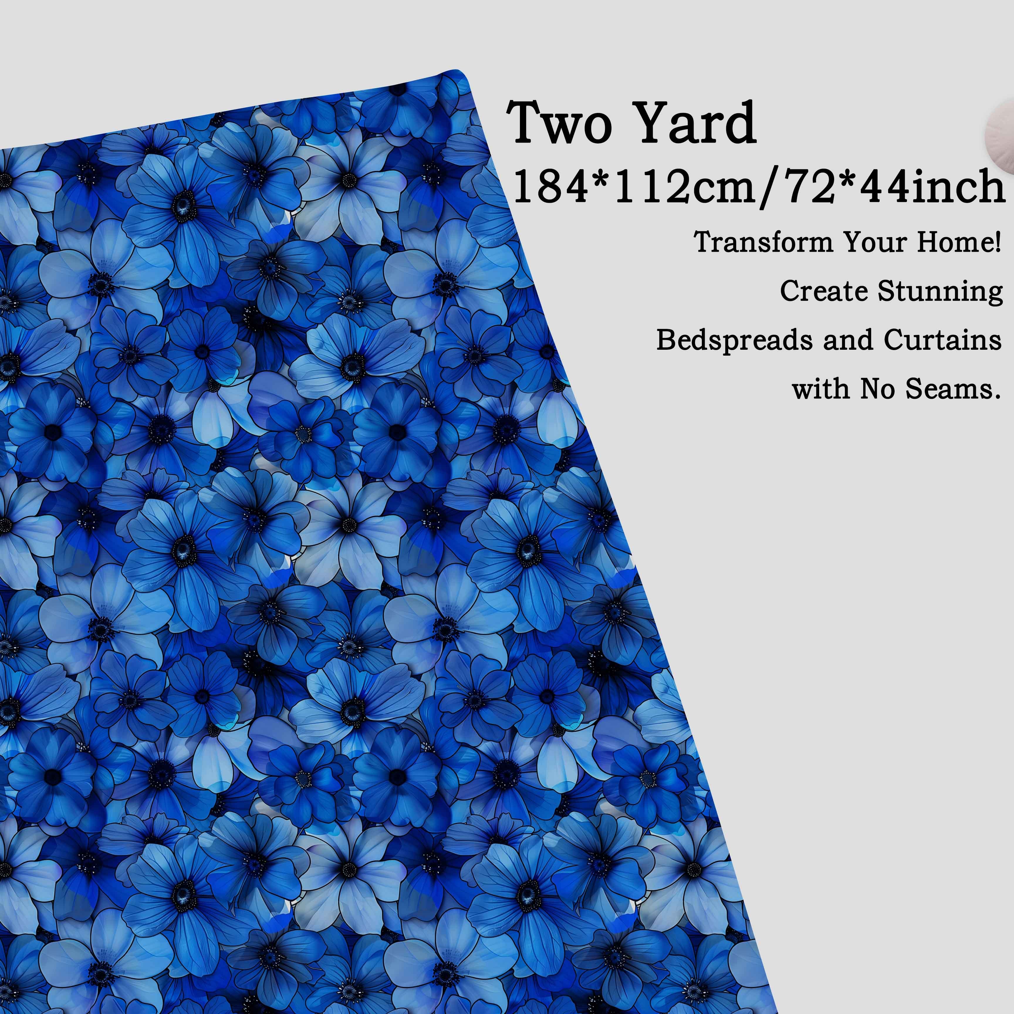 TEMU 1 stuk koningsblauwe stof met bloemenprint in kleurverloop, hoge draaddichtheid, hoge dichtheid, kreukbestendig, ademend, modieus, decoratief,