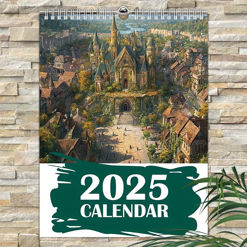 

2025 Medieval Architecture Wall Calendar - 12-month Paper Planner For Office & Home Decor, Unique Gift Idea