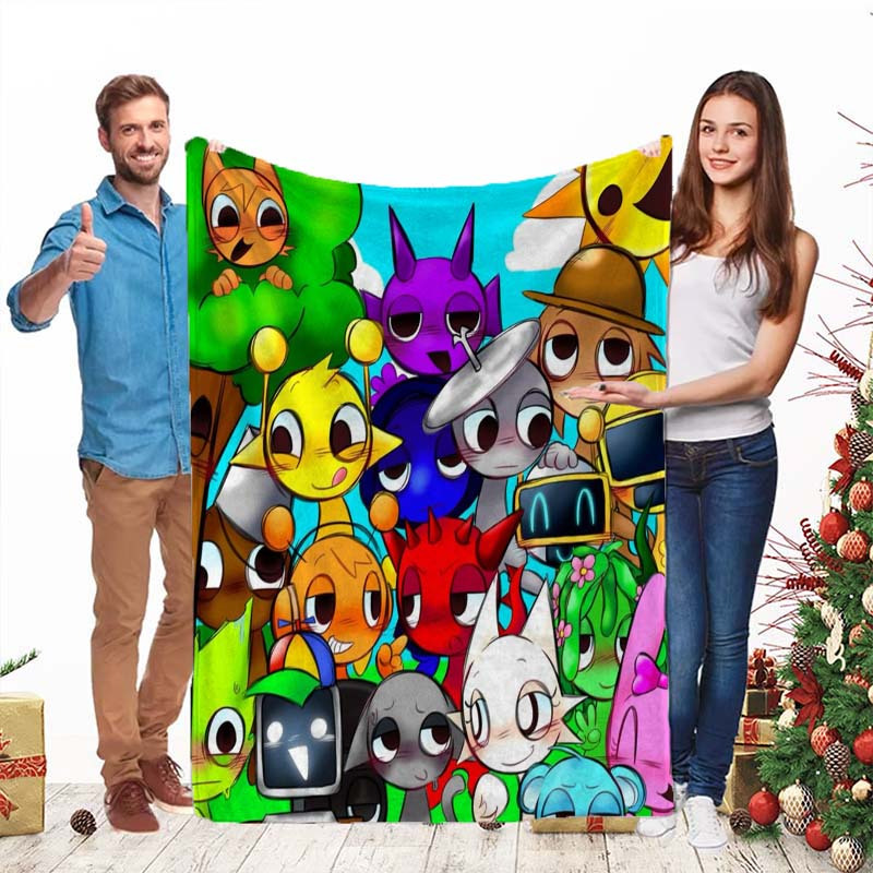 

Cartoon Creature Fleece Blanket - Soft, Cozy Polyester Throw With Vibrant Animated Characters, Ideal For All - Perfect Christmas, Wedding, Birthday Gift