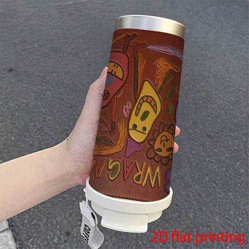 1 gobelet isotherme en acier inoxydable de 18 oz, avec motif fantaisiste de , impression 2d, anti-fuite, tasse de bureau, tasse de navetteur, pour la saint-valentin, cadeau pour les êtres chers, cadeau