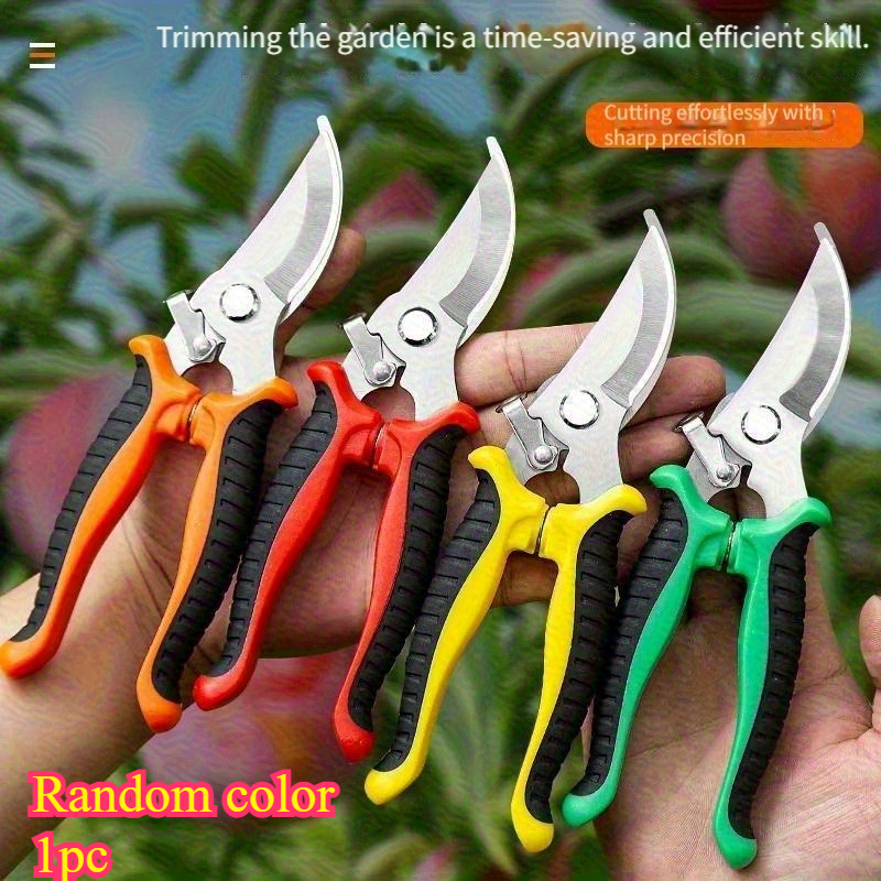 TEMU 1pc Professional Heavy-duty Gardening Pruning Shears, Effortless Cutting, Sharp Blade, , Rust-resistant, Smooth Trimming, Buckle Closure,