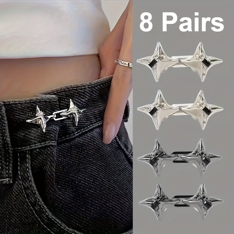 TEMU 8 Pairs Star-shaped Denim Waist Cinch Clips, Adjustable Reusable Jean , Street & , Hand Washable, For Weddings, Parties, Beach, Casual & Sports