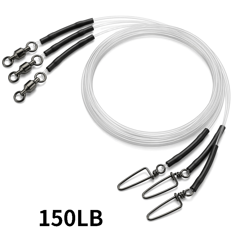 TEMU 3pcs Pack Finished Binding High-strength Fluorocarbon Leader Wire High Wear Resistance Rotating Swivel Freshwater Saltwater Universal Fishing