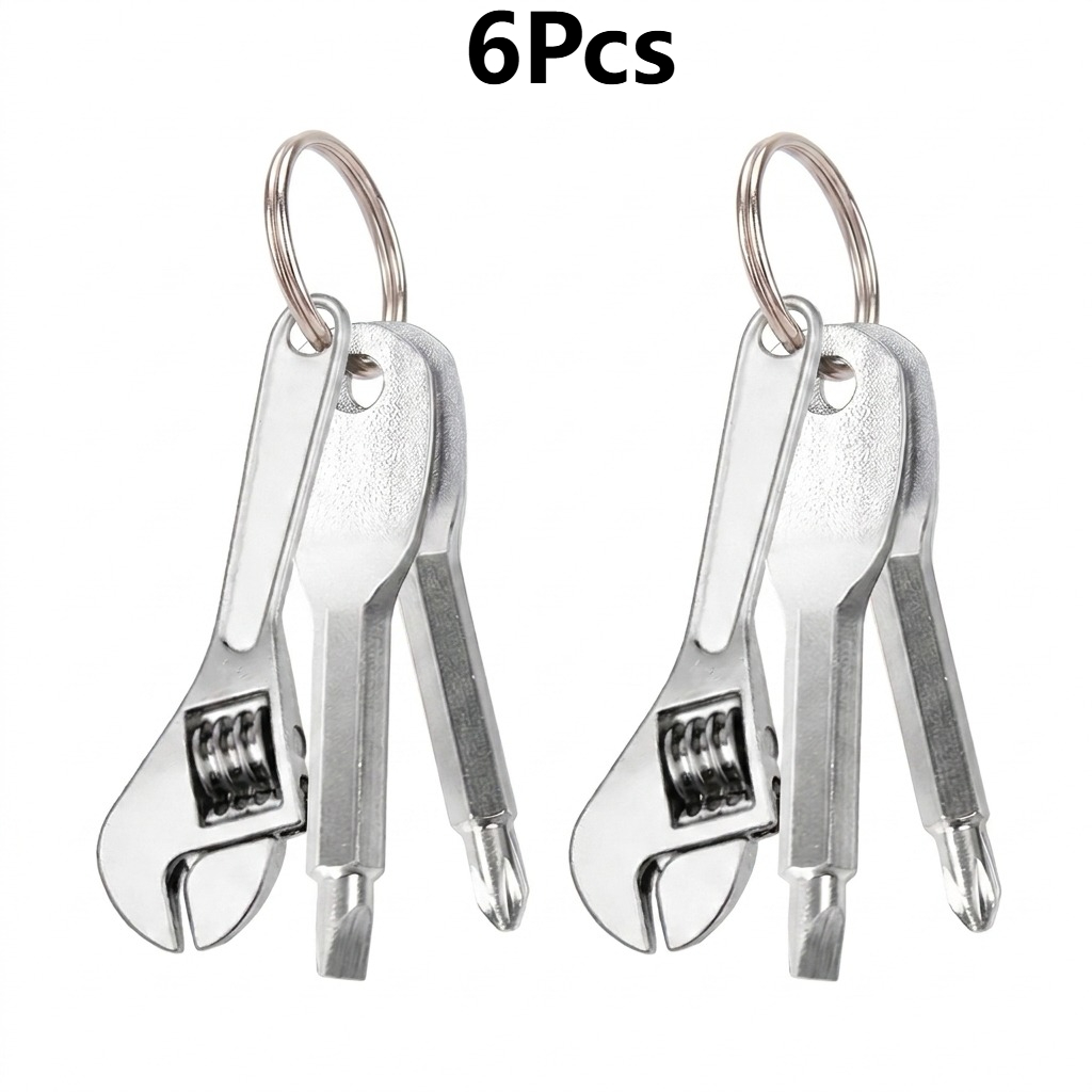 TEMU 6pcs Mini Keychain Screwdriver Tool Set, Portable Adjustable Multifunctional Repair Tools With Hex Wrench, Compact Keychain Tools For Car,