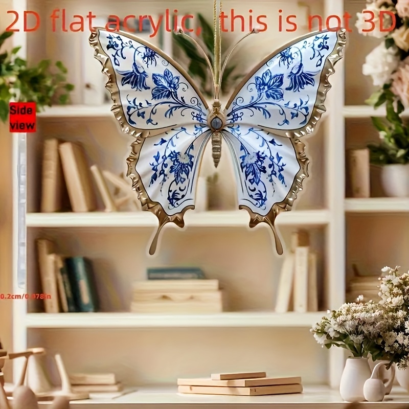 TEMU 2d Flat Wave Bohemian Style Blue And White Wall Hanging. Used To Decorate The Walls Of Living Rooms And Bedrooms, Suitable For Everyday Home