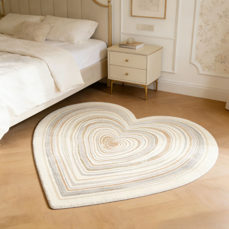 TEMU 1pc Irregular Shaped Imitation Cashmere Rug Suitable For Nordic - Style, Plush Soft Striped Suitable For Bedroom, Living Room, Entryway, Machine